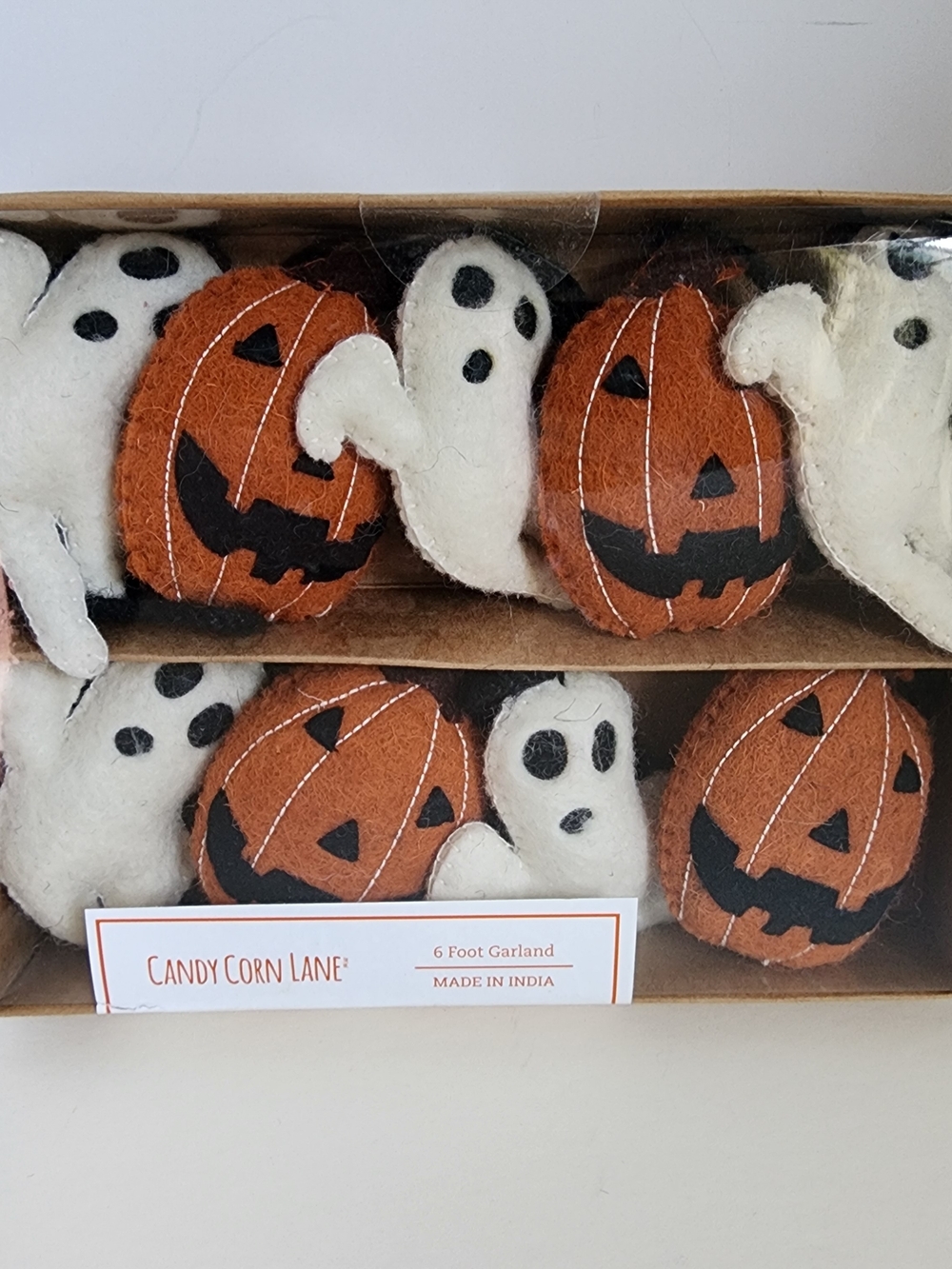 Candy Corn Lane Halloween Garland Felt Pumpkins Ghosts 6 Ft NIB